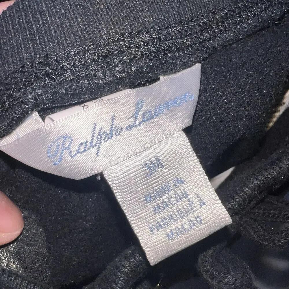 Ralph Lauren Tracksuit Baby Size 3M Black Fleece Gold Logo AOP Hoodie Pants Set